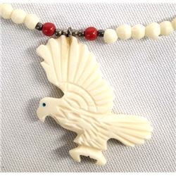 Estate Carved Bone Eagle Necklace