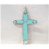 Image 1 : Native American Silver Turquoise Cross Pendant