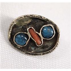 Antique Navajo Sterling Turquoise Hatband Buckle