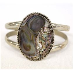 Mexican Sterling Silver Abalone Cuff Bracelet