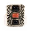 Image 1 : Navajo Sterling Silver Overlay Ring, Size 9.25