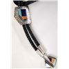 Image 1 : Fabulous Hopi Sterling Inlay Bolo Tie by C. Wolf