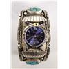 Image 1 : Navajo Silver Kingman Turquoise Watch Bracelet