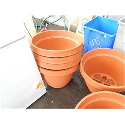 NEW PLANT POTS - TOP EDGE & BOTTOM DRIP PAN DAMAGED - AS -IS - 4 TOTAL - 21"D X 17"T