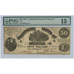 1861 $50 Confederate States Note