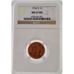 1954 NGC MS67 RD Lincoln Wheat Penny