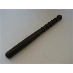 A TURNED WOODEN TIPSTAVE, length 38cm...
