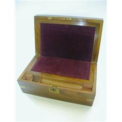 A WALNUT WRITING SLOPE, Victorian, brass bound, fitted interior, width 40cm  30-40...