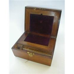 A WALNUT WRITING SLOPE, Victorian, brass escutcheon, fitted interior, width 30cm  20-30...