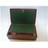 Image 1 : A MAHOGANY AND BRASS BOUND WRITING SLOPE, 19th Century, frieze drawer, baize lined fitted interio...
