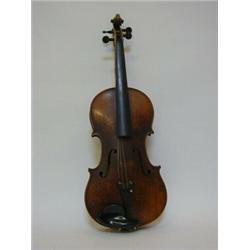 A CASED VIOLIN AND TWO BOWS, early 20th Century, two piece back, 'Stradivarius' facsimilie label...