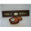 Image 1 : A 'CARR & CO BISCUIT' ADVERTISING SIGN, early 20th Century, length 78cm, with an 'OXO' barometer...