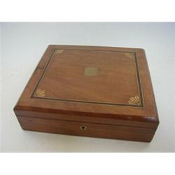 A VICTORIAN WALNUT BOX, (for flatware), chamfered corners, boxwood and ebony inlay, width 28cm  2...