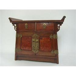 A WOODEN KHODANZA, 20th Century, silk lined drawers, width 23cm  30-40...