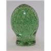 Image 1 : A GREEN GLASS DUMPY DOOR STOP, bubble inclusions, pontil base, height 18cm  50-80...