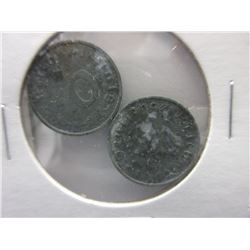 8 WWII Nazi German Eagle & Swastika Zinc Coins