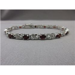6 CTW Oval Garnet & Diamond Tennis Bracelet