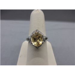2.4 CT Oval Citrine Dinner Ring
