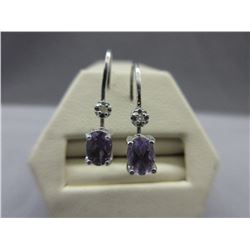 New - Amethyst & Diamond Lever Back Earrings