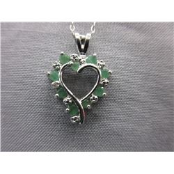 .90 CTW Emerald & Diamond Heart Necklace