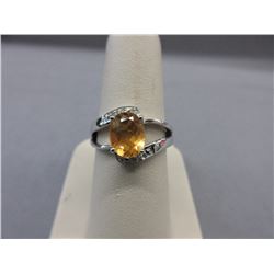 Deep Yellow Orange Citrine Cocktail Ring