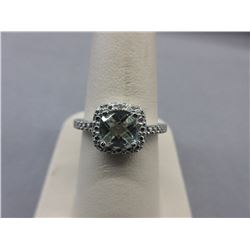 White Topaz & Diamond Solitaire Ring