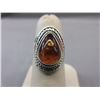 Image 1 : Orange Baltic Amber Solitaire Ring - Bezel Set