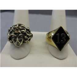 2 Solid Bronze Cast Biker Rings