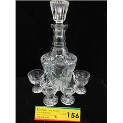 Pinwheel crystal decanter & glasses