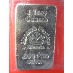 3 Troy Ounce .999 Silver Bar