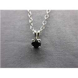 Black Diamond Solitaire Pendant with 20" Chain