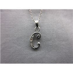 Diamond-set initial "C" Pendant set