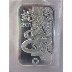 2013 Year of the Snake Fine Silver Art Bar