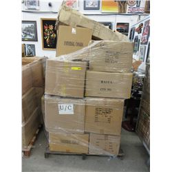 Skid of new pottery & artwork