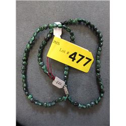 Green stone heart necklace - 20"