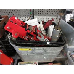 Galvanized metal tub full of metal tools