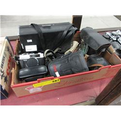 Box lot of vintage cameras & accessories