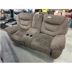 Reclining microfiber sofa - center console