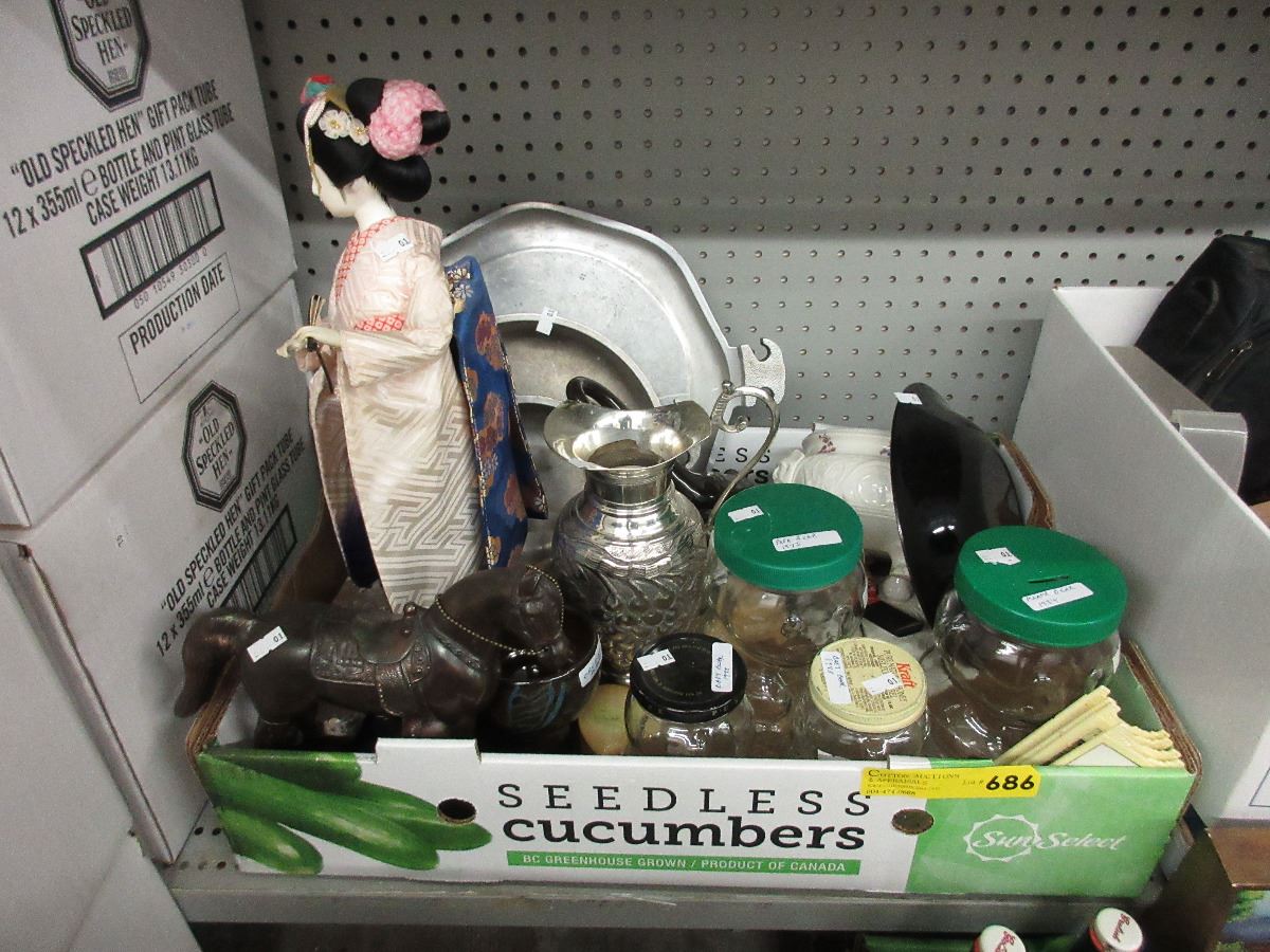 Box lot of used household goods