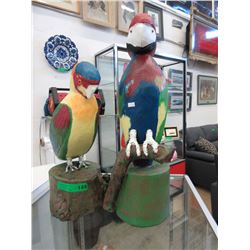 2 Hand carved wood "Folk Art"  bird statues