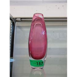 Cased pink art glass vase