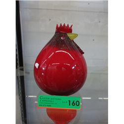 Red art glass rooster