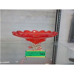 Vintage art glass pedestal bowl