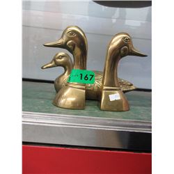 Brass duck bookends & duck figurine