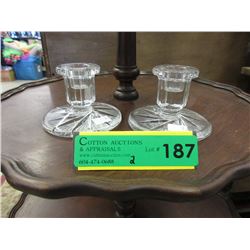 Pair of Vintage Pinwheel Crystal Candle Sticks