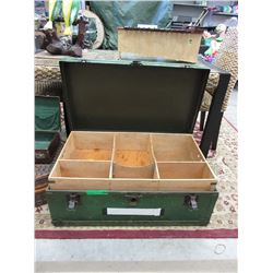 Vintage metal trunk with wood interior tray