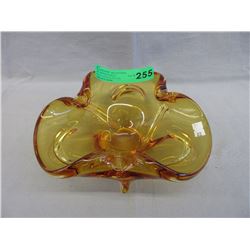 Vintage amber glass ashtray