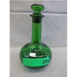 Canadian green glass decanter with mystery liquid