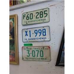 5 Saskatchewan License Plates - 60's 