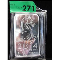 10 Troy Oz. - 2014 Year of the Horse Silver Bar